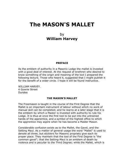 The MASON'S MALLET - RoseCroix.org.au