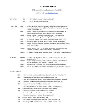 resume for artists
