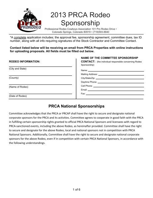 2013 PRCA Rodeo Sponsorship - Professional Rodeo Cowboys ...
