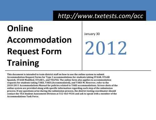 Online Accommodation Request Form Training