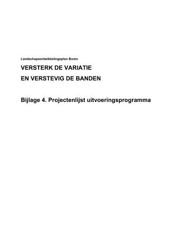 6 Projectenlijst uitvoeringsprogramma - Gemeente Buren