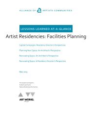 Artist Residencies: Facilities Planning - Alliance of Artists Communities