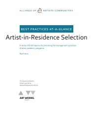 Artist-in-Residence Selection - Alliance of Artists Communities