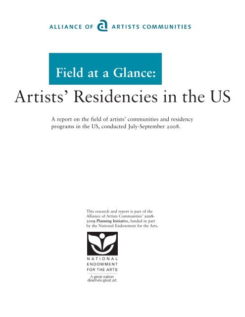 Field at a Glance - Alliance of Artists Communities