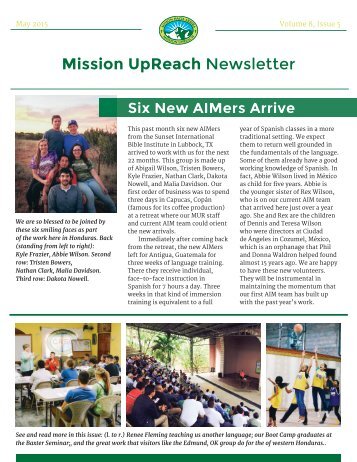 Mission UpReach Newsletter - May 2015