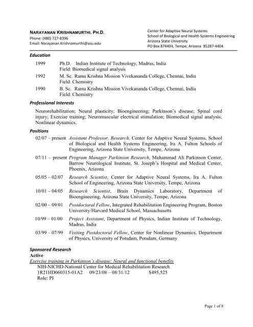 View Cv Center For Adaptive Neural Systems Arizona State