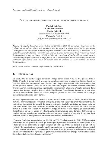 Des temps partiels diffÃ©renciÃ©s par leurs rythmes de - samos-matisse
