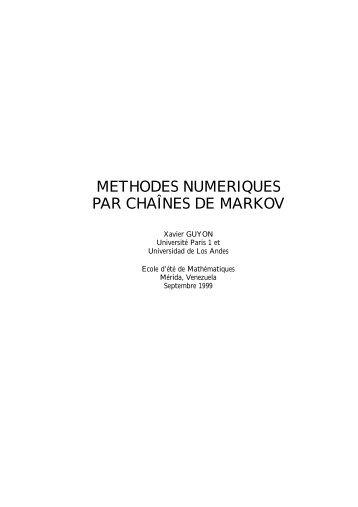 METHODES NUMERIQUES PAR CHAÃNES DE MARKOV