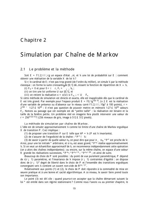 METHODES NUMERIQUES PAR CHAÃNES DE MARKOV