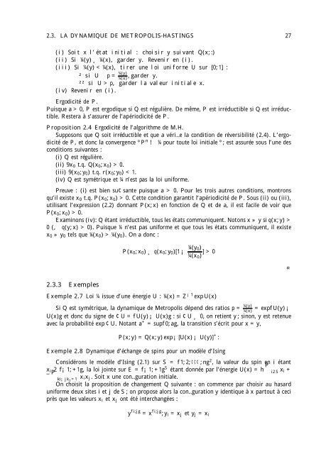 METHODES NUMERIQUES PAR CHAÃNES DE MARKOV