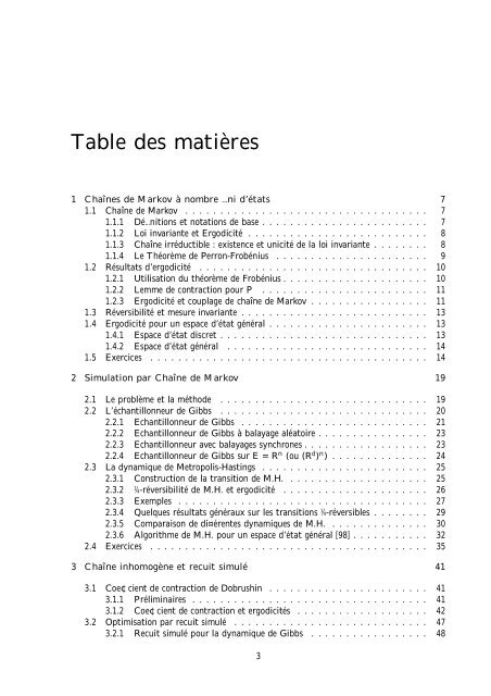 METHODES NUMERIQUES PAR CHAÃNES DE MARKOV