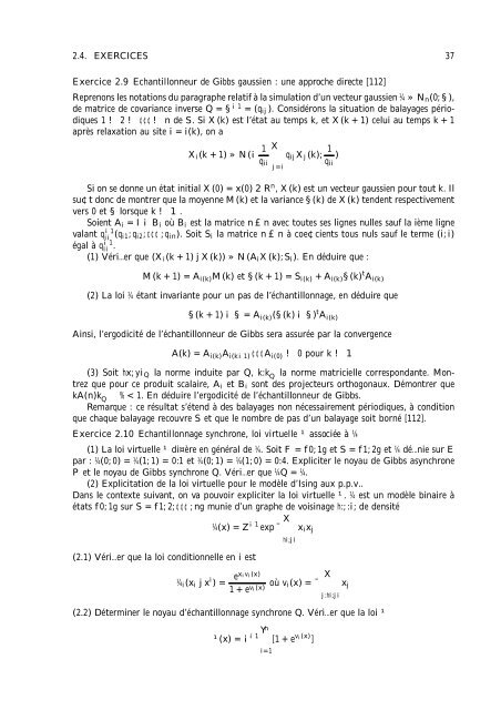 METHODES NUMERIQUES PAR CHAÃNES DE MARKOV