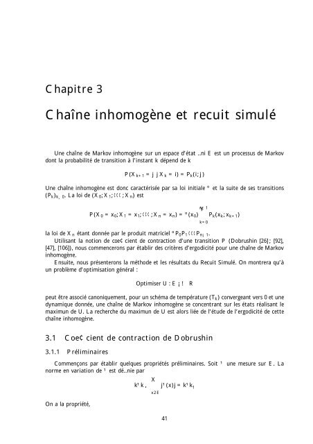 METHODES NUMERIQUES PAR CHAÃNES DE MARKOV