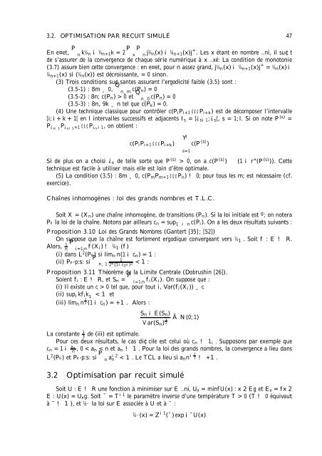 METHODES NUMERIQUES PAR CHAÃNES DE MARKOV