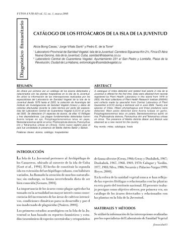 Original 1-2008.PMD - Instituto de Investigaciones de Sanidad Vegetal