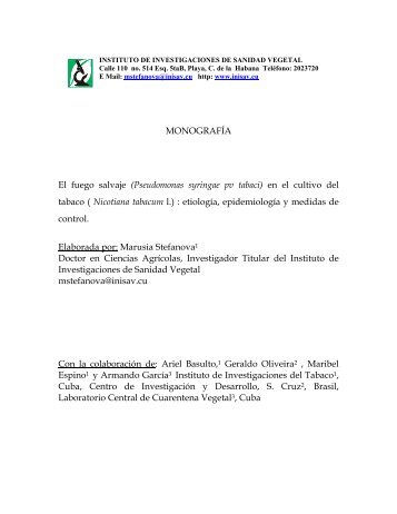 Pseudomonas syringae pv tabaci - Instituto de Investigaciones de ...