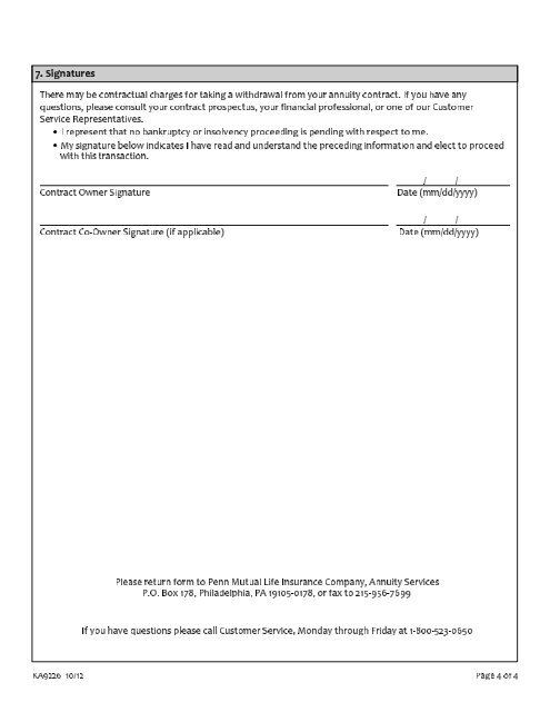 Required Minimum Distribution Election Form - Penn Mutual