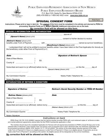 Spousal Consent Form - Public Employees Retirement Association ...