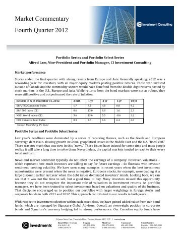 CI Portfolio Series and Portfolio Select Series - CI Investments