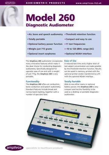 Model 260 Diagnostic Audiometer - Sonic Innovations