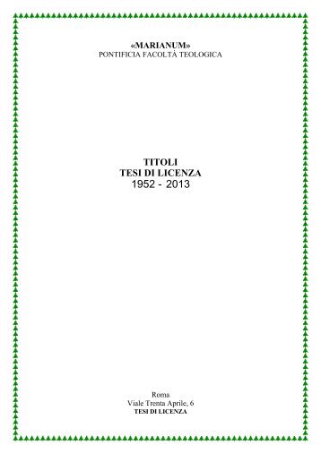 TITOLI TESI DI LICENZA - Marianum