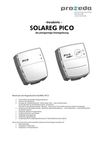 Vorabinfo - SOLAREG PICO - Prozeda