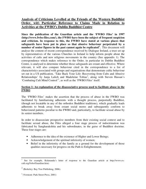 Briefing document on the FWBO / Dublin Buddhist ... - Dialogue Ireland