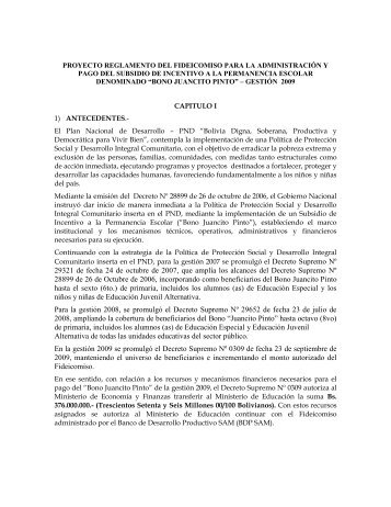 Reglamento Bono Juancito Pinto - Banco de Desarrollo Productivo