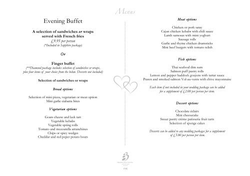 wedding menus - Bicester Hotel, Golf and Spa