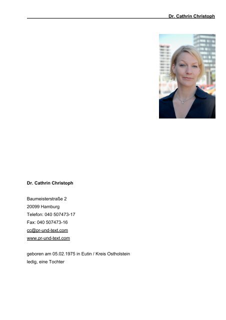 wissenschaftliches Profil Cathrin Christoph - Cathrin Christoph PR ...