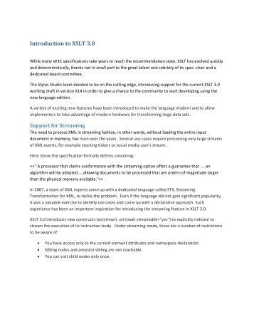 Introduction to XSLT 3.0 - Stylus Studio