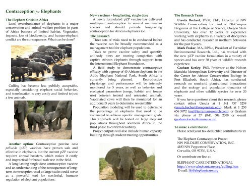 new brochure - Elephant Care International