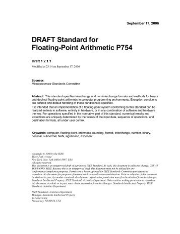 DRAFT Standard for Floating-Point Arithmetic P754 - 0x04.net wiki