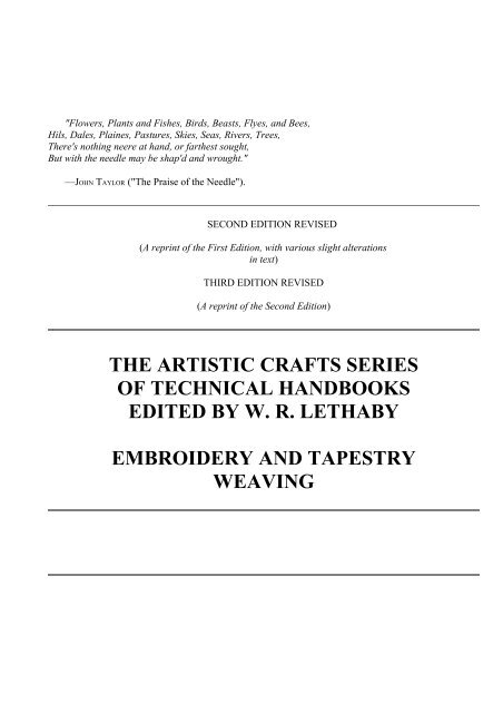 The Project Gutenberg eBook of Embroidery and Tapestry Weaving ...