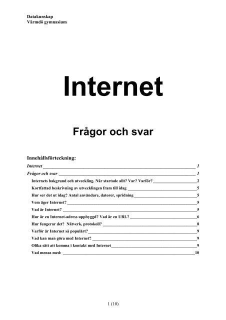 Internet FrÃ¥gor och svar - BestOnline.SE
