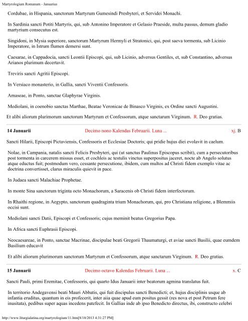 Martyrologium Romanum - Introductory Page - Essan.org