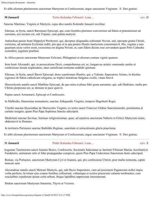 Martyrologium Romanum - Introductory Page - Essan.org