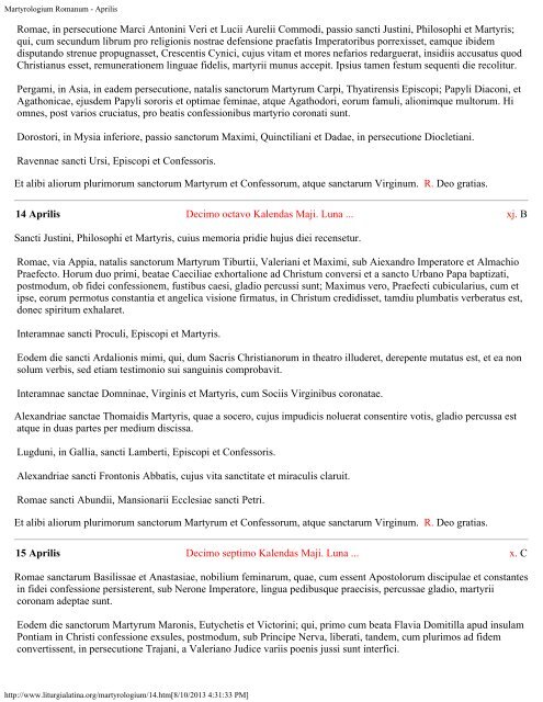 Martyrologium Romanum - Introductory Page - Essan.org