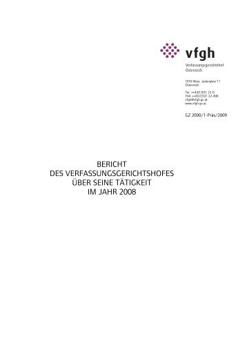 Tätigkeitsbericht 2008 - Der Österreichische Verfassungsgerichtshof