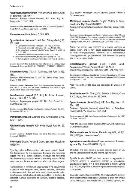 Phytopathogenic Dothideomycetes - CBS - KNAW