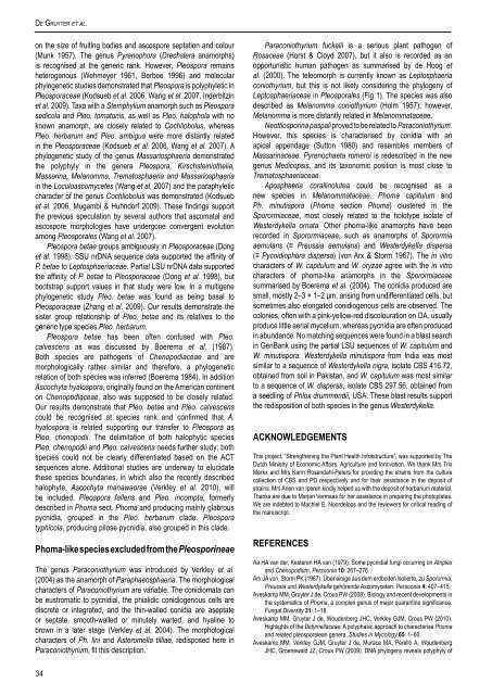 Phytopathogenic Dothideomycetes - CBS - KNAW