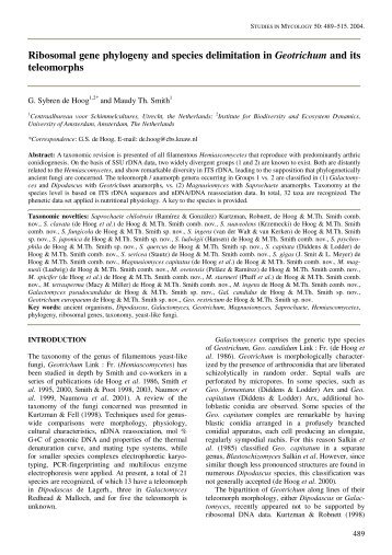Ribosomal gene phylogeny and species delimitation ... - CBS - KNAW