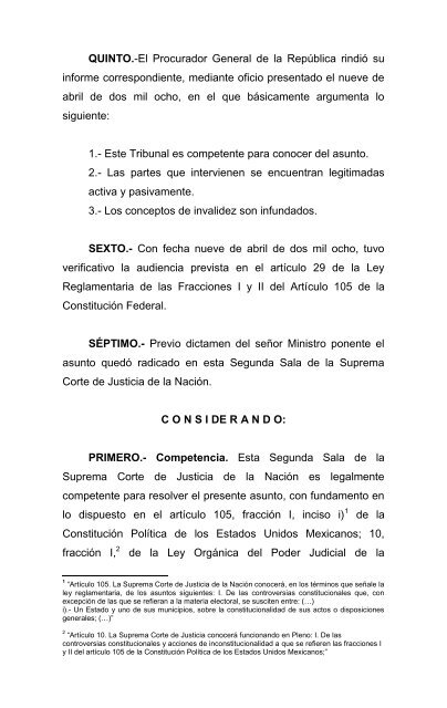 Controversia Constitucional Numero 1/2008 Actor: Municipio de Jerez