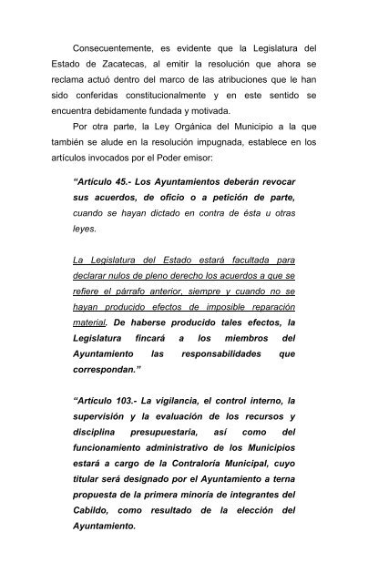 Controversia Constitucional Numero 1/2008 Actor: Municipio de Jerez