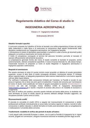 Regolamento didattico del Corso di studio in INGEGNERIA ...