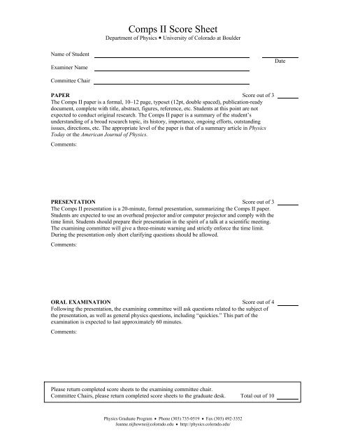 Comps Assessment.pdf Comps II Score Sheet - Physics