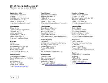 2008 EDI Training: San Francisco, CA Attendee List (As of June 3 ...