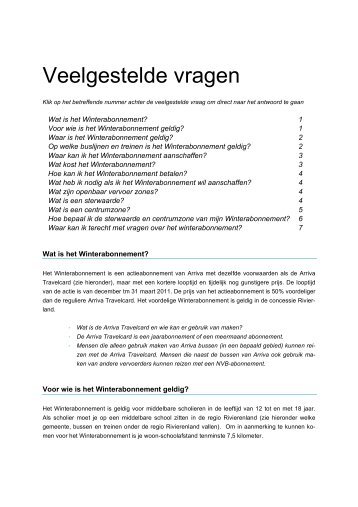 Veelgestelde vragen - Arriva