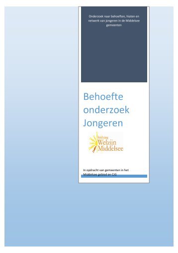 behoefte onderzoek jongeren middelsee - CJG Middelsee