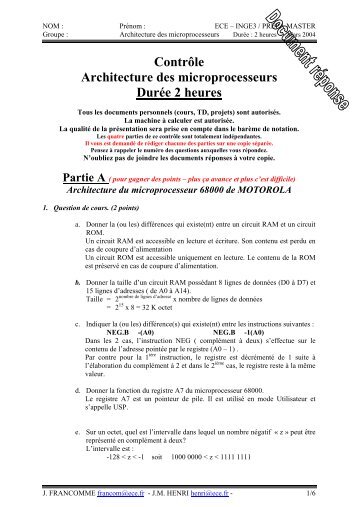 Correction du contrÃ´le 2004 - Bienvenue sur la page de Jack